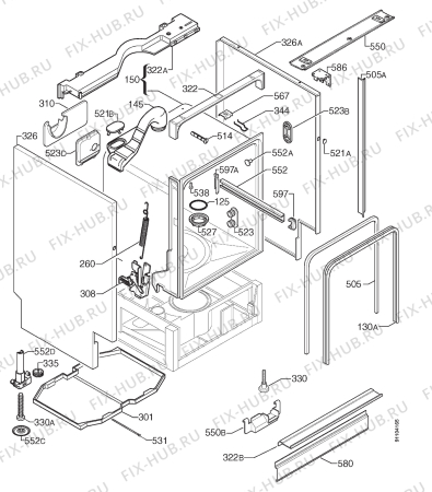 Взрыв-схема посудомоечной машины Zanussi ZTI6859 - Схема узла Housing 001